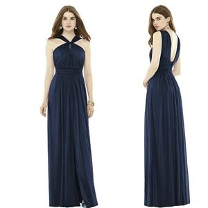 Alfred Sung‎ Midnight Blue Formal Dress Wedding D720 Sz 16L Bridesmaid Navy